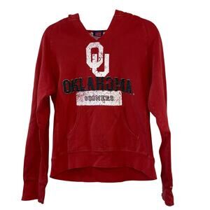 Step‎ Ahead Crimson OU Distressed V Neck Hoodie